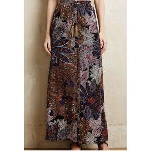 Anthropologie Maxi Skirt Vanessa Virginia Women Medium Boho Western Button Front